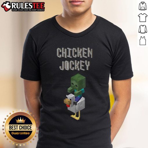 Good Baby Zombie Chicken Jockey Minecraft T-Shirt featuring a cute baby zombie riding a chicken in vibrant colors.