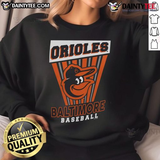 Good Baltimore Orioles baseball starter sweatshirt in navy blue, featuring team logo and comfortable design for fans.