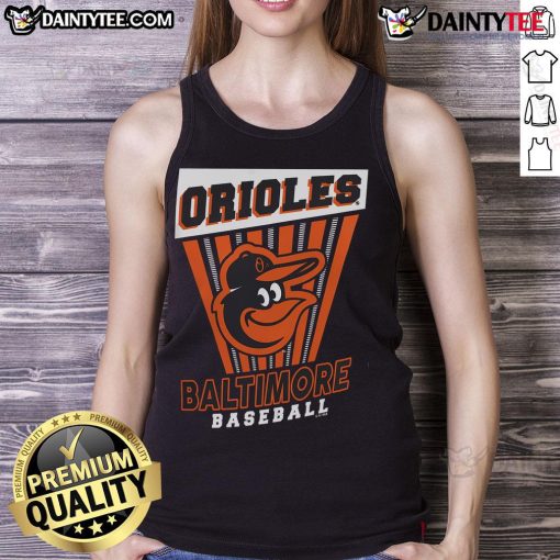 Stylish Baltimore Orioles baseball starter tank top in orange and black, perfect for game day or casual wear.