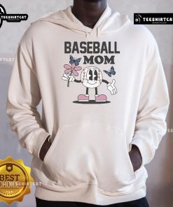 Alt Text: Good Baseball Mom hoodie with flower and butterfly design, perfect for supportive baseball moms.