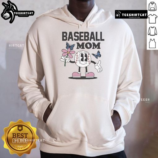 Alt Text: Good Baseball Mom hoodie with flower and butterfly design, perfect for supportive baseball moms.