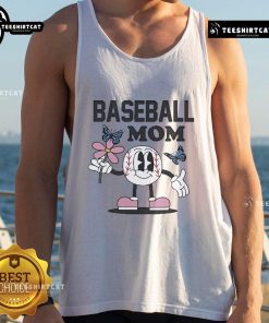 Good Baseball Mom Flower Butterfly Tank Top featuring a vibrant design perfect for cheering at games.