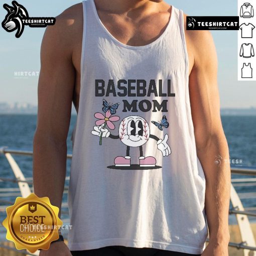 Good Baseball Mom Flower Butterfly Tank Top featuring a vibrant design perfect for cheering at games.