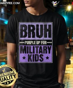 Good Bruh Purple Up T-Shirt for Military Child Month, celebrating military kids with vibrant purple design and supportive message.