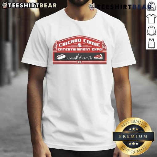Alt Text: Good C2E2 Chicago Comic and Entertainment Expo 8-Bit Stadium T-Shirt featuring retro gaming design.