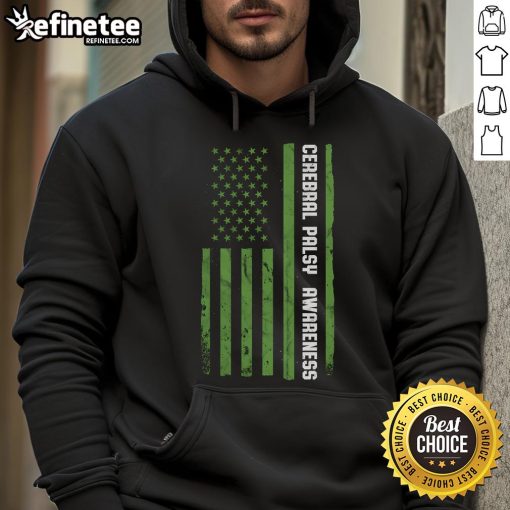 Good Cerebral Palsy Awareness hoodie featuring the American flag design, promoting inclusivity and support.
