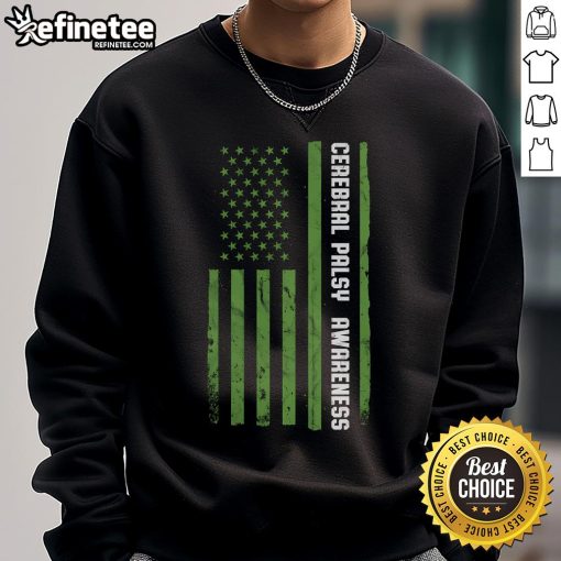 Good Cerebral Palsy Awareness sweatshirt featuring the American flag design, promoting inclusivity and support.