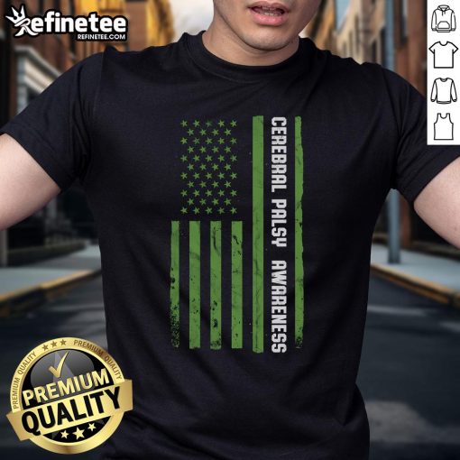 Good Cerebral Palsy Awareness T-Shirt featuring the American flag design, promoting awareness and support for cerebral palsy.