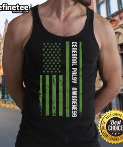 Good Cerebral Palsy Awareness tank top featuring the American flag design, promoting inclusivity and support.
