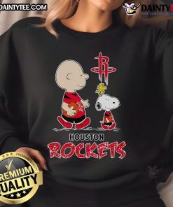Good Charlie Brown and Snoopy Houston Rockets sweatshirt featuring vibrant graphics and cozy design for fans.