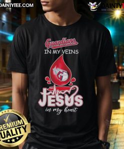 Good Cleveland Guardians In My Veins Jesus In My Heart T-Shirt featuring a bold design for fans of the Guardians.
