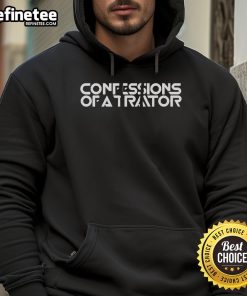 Good Confessions of a Traitor logo hoodie featuring bold graphics and stylish design for fans of unique apparel.