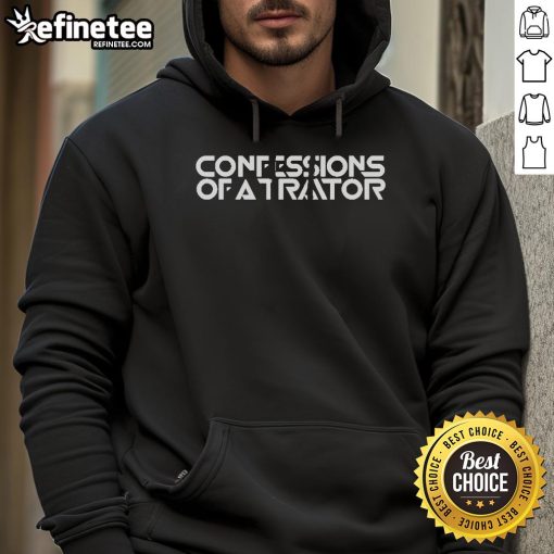 Good Confessions of a Traitor logo hoodie featuring bold graphics and stylish design for fans of unique apparel.