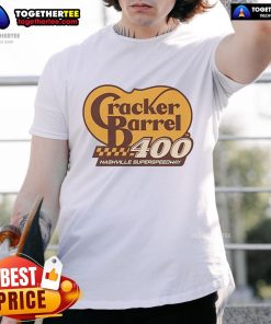 Good Cracker Barrel 400 Nashville Superspeedway T-Shirt featuring vibrant graphics and race details for fans.