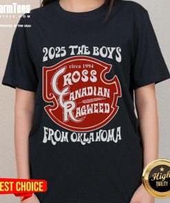 Concert 2025: Good Cross Canadian Ragweed performance featuring The Boy From Oklahoma on a ladies tee shirt.