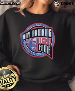 Good Day Drinking Hall of Fame sweatshirt from Madison Social in Tallahassee, Florida, showcasing stylish collegiate spirit.