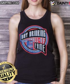 Good Day Drinking Hall of Fame tank top displayed at Madison Social in Tallahassee, Florida, perfect for casual outings.