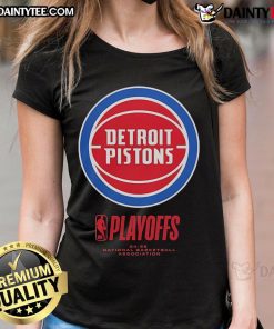 Good Detroit Pistons 2025 NBA Playoffs Alley Oop Ladies Tee featuring vibrant team colors and stylish design.