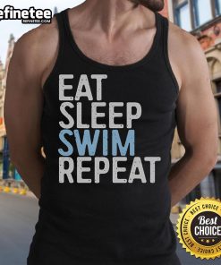 Good Eat Sleep Swim Repeat Swimmer Tank Top in vibrant colors, perfect for swim enthusiasts and summer activities.