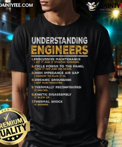 Funny mechanical engineering T-shirt featuring humorous graphics and phrases for engineers and tech enthusiasts.