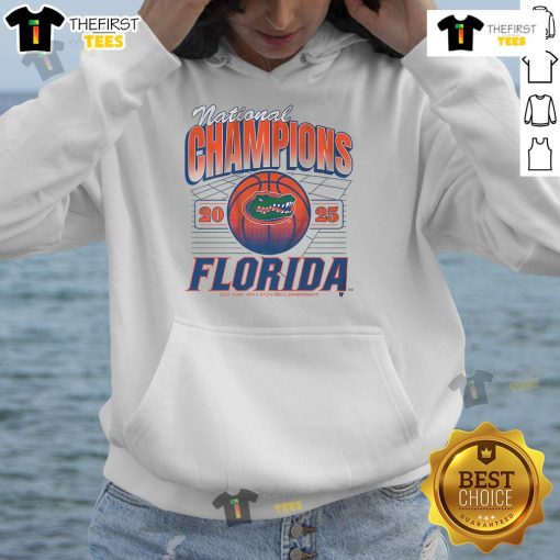 Good Florida Basketball 2025 NCAA Champions Grid Hoodie featuring team colors and logo, perfect for fans and supporters.