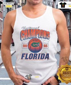 Alt Text: Good Florida Basketball 2025 NCAA Champions grid tank top featuring vibrant team colors and logo design.