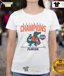 Good Florida Basketball 2025 NCAA Champions mascot ladies tee featuring vibrant colors and team logo for fans.