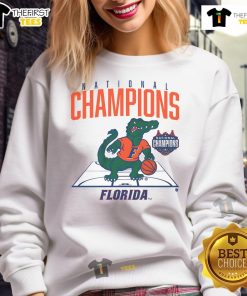 Alt Text: Cozy sweatshirt featuring the Good Florida Basketball 2025 NCAA Champions mascot, perfect for fans and supporters.