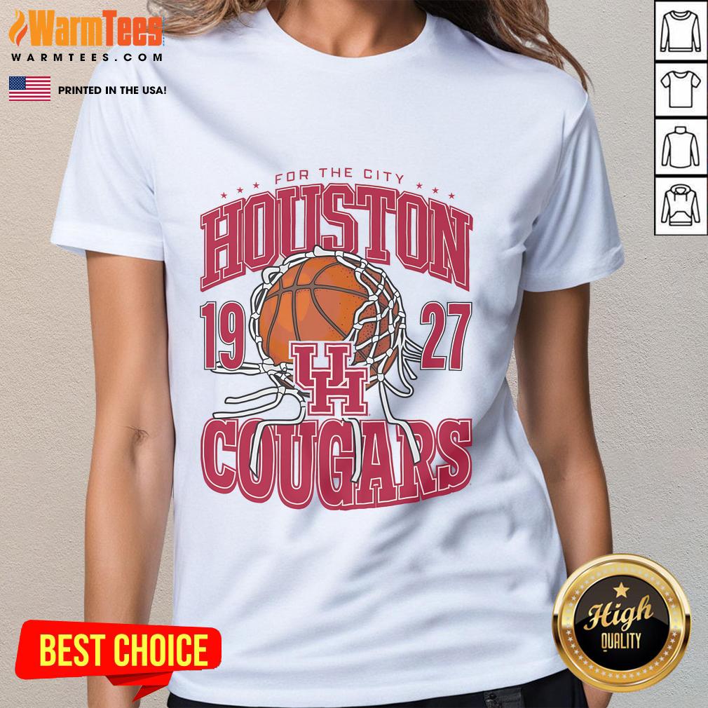 Good Houston Cougars Cut The Net Ladies Tee Alt Text: Good Houston Cougars Cut The Net Ladies Tee featuring vibrant team colors and stylish design for fans.