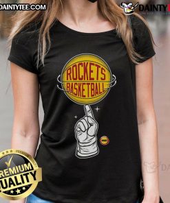 Alt Text: Houston Rockets Hardwood Classics Finger Spin Ladies Tee in vibrant colors, perfect for fans and casual wear.