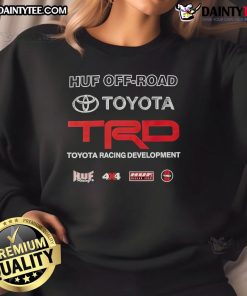 Good HUF X Toyota TRD Team 4X4 sweatshirt showcasing stylish design and off-road spirit, perfect for adventure enthusiasts.