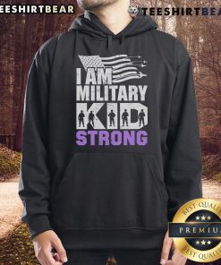 Alt Text: Good I Am Military Strong Purple Hoodie for Military Child Month, celebrating military families and resilience.