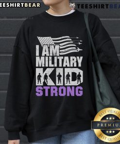 Good I Am Military Strong Purple Sweatshirt for Military Child Month, featuring a bold design celebrating military families.
