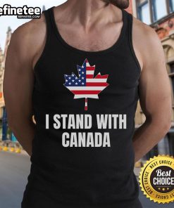 Good I Stand With Canada America tank top featuring Canadian and USA flags, perfect for patriotic events and casual wear.