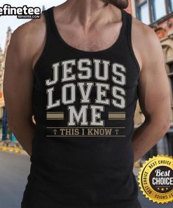Christian tank top featuring 'Jesus Loves Me' design, perfect for expressing faith and style.