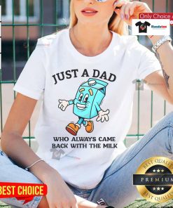 Good Just A Dad Who Always Came Back With The Milk Father's Day Ladies Tee design featuring fun typography and graphics.