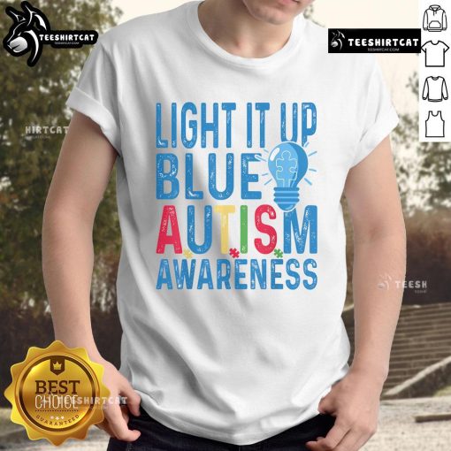 Good Light It Up Blue Autism Awareness T-Shirt featuring vibrant blue design for promoting autism awareness and support.