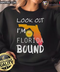 Florida-bound vacation sweatshirt featuring 'Good Look Out, I'm Florida Bound' design for your spring break getaway.