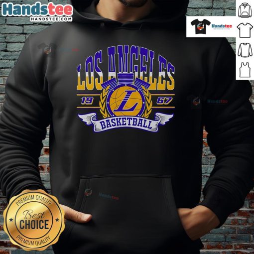 Vintage 1967 Los Angeles Basketball hoodie showcasing classic design and retro style for sports enthusiasts.