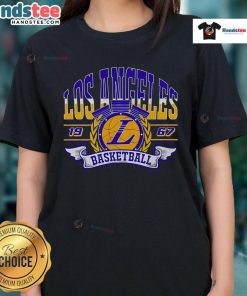 Vintage 1967 Los Angeles Basketball Ladies Tee, featuring classic design and retro graphics for sports enthusiasts.