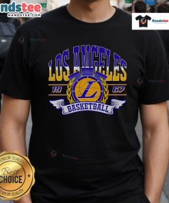 Vintage 1967 Los Angeles basketball T-shirt featuring retro graphics and classic design for sports enthusiasts.