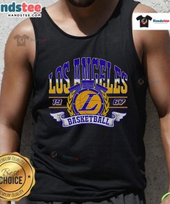 Vintage 1967 Los Angeles basketball tank top featuring retro design and bold colors, perfect for sports fans and collectors.