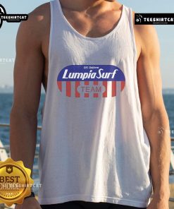 Good Lumpia Surf Team off uniform flakes tank top featuring a vibrant design, perfect for beach outings and casual wear.