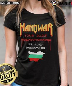 Good Manowar The Blood Of Our Enemies 2025 Ladies Tee featuring a stylish design for fans of metal music.