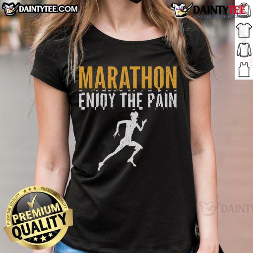Enjoy the pain in this stylish ladies tee for marathon runners, perfect for half-marathons and full marathons.