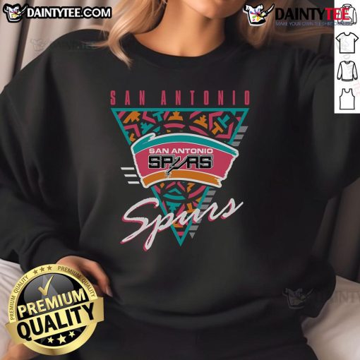 Alt Text: Good Mitchell & Ness Black San Antonio Spurs Worldwide Collection Tri-Logo Sweatshirt for stylish basketball fans.