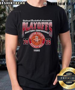 Alt Text: 2025 Houston Rockets T-Shirt for the NBA Eastern Conference Playoffs, showcasing team spirit and playoff excitement.
