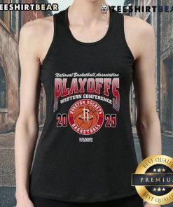 2025 Houston Rockets tank top featuring vibrant design for NBA Eastern Conference playoffs - perfect for fans.