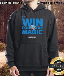 Alt Text: Orlando Magic 2025 hoodie celebrating a good NBA playoffs win, featuring team colors and logo.