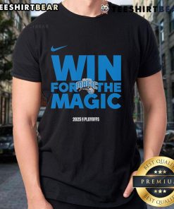Orlando Magic 2025 T-shirt celebrating a good NBA playoffs win, featuring vibrant team colors and logo design.